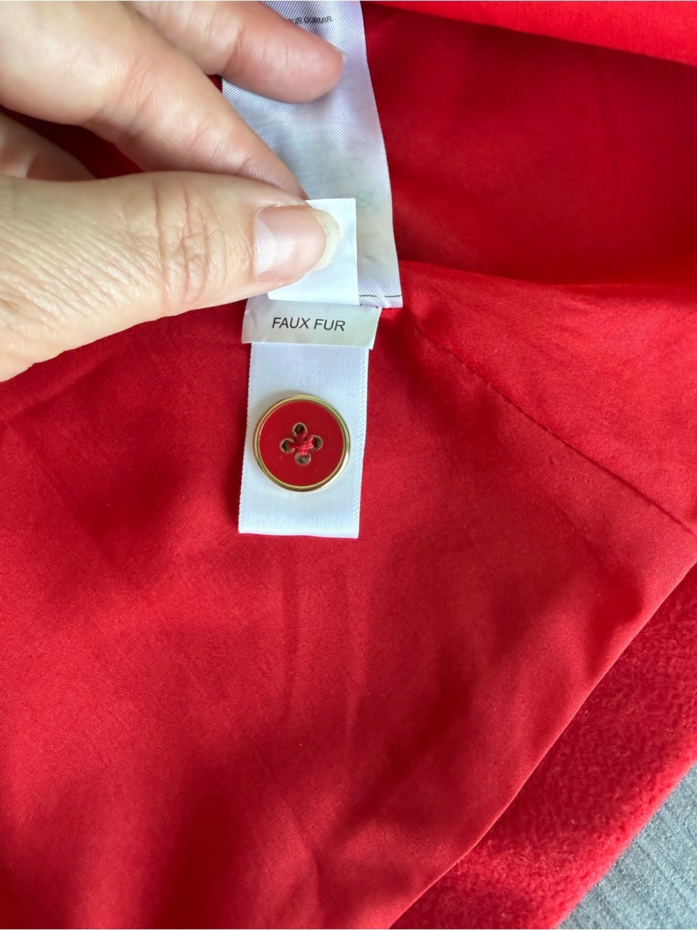 NWT Janie and Jack Red Double-Breasted Coat with Faux Fur Collar - Picture 7 of 9